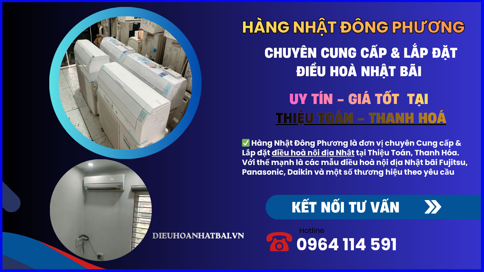 lắp đặt điều hoà nội địa Nhật bãi tại Thiệu Toán